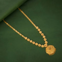Matte Gold-Plated Filigree Pendant Floral Long Chain