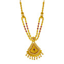 Dual Chain Victorian Antique Gold-Plated Stone Necklace
