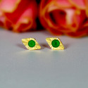 Diamond-cut Gold Plated Emerald Second Studs