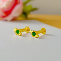 Diamond-cut Gold Plated Emerald Second Studs