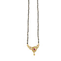 Gold Plated Black Beads CZ Peacock Pendant Chain