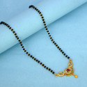 Gold Plated Black Beads Peacock Pendant Mangalsutra