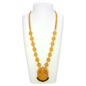 Gold Plated Floral Stone Beaded Pendant Long Chain