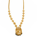 Gold Plated Floral Stone Beaded Pendant Long Chain