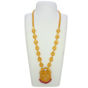 Gold Plated Floral Stone Beaded Pendant Long Chain