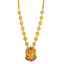 Gold Plated Floral Stone Beaded Pendant Long Chain
