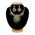 Antique Finish Lakshmi CZ Stone Pendant Necklace Set