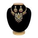 Antique Finish Lakshmi CZ Stone Pendant Necklace Set