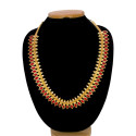 South Indian Traditional Red Nagapadam Long Necklace