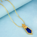 Gold Plated Medium Blue Nagapadam Pendant Chain
