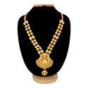 Ethnic Matte Gold Plated Lakshmi Kasu Long Necklace