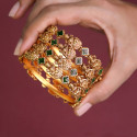 Antique Matte Gold Lakshmi Enamel Bangles