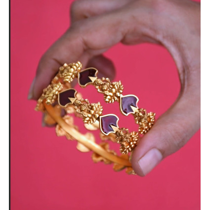 Antique Matte Lakshmi Palakka Enamel Bangle