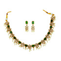 Antique Gold Plated Emerald Floral CZ Necklace Set