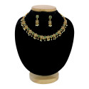 Antique Gold Plated Emerald Floral CZ Necklace Set