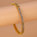 Elegant Gold Plated Floral Semi-precious Stone Bangle