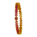 Elegant Gold Plated Floral Semi-precious Stone Bangle