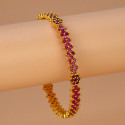 Elegant Gold Plated Floral Semi-precious Stone Bangle