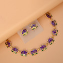 Trendy Matte Gold-plated Lotus Necklace Set