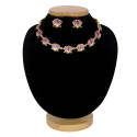 Matte Gold-Plated Lotus Link Design Necklace Set