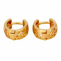 Gold-Plated Floral Design Plain Hoop Earrings