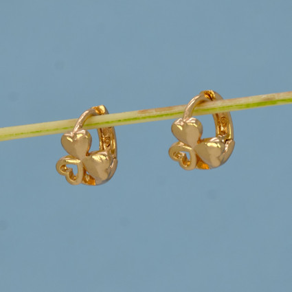 Gold Plated Triple Heart Hoop Earrings for Girls