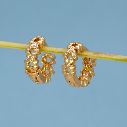Gold-Plated Floral Hoop Earrings
