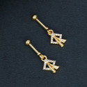 Stunning Gold Plated Geometric Design CZ Bugadi Earrings