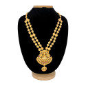 Ethnic Matte Gold Plated Lakshmi Kasu Long Necklace