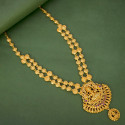 Ethnic Matte Gold Plated Lakshmi Kasu Long Necklace