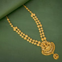 Ethnic Matte Gold Plated Lakshmi Kasu Long Necklace