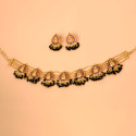 Divine Gold Plated Ruby Lakshmi Crystal Choker Set