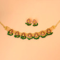 Divine Gold Plated Ruby Lakshmi Crystal Choker Set
