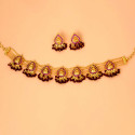 Divine Gold Plated Ruby Lakshmi Crystal Choker Set