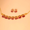 Divine Gold Plated Ruby Lakshmi Crystal Choker Set