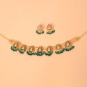 Divine Gold Plated Ruby Lakshmi Crystal Choker Set