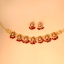 Divine Gold Plated Ruby Lakshmi Crystal Choker Set
