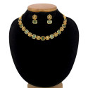 Antique Matte Floral Square Stone Sufi Necklace Set