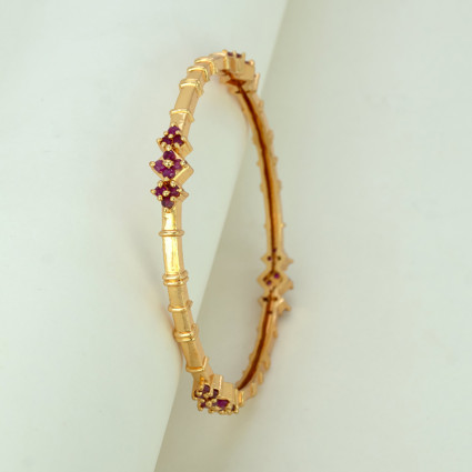 Exquisite Gold Plated Floral Ruby Stone Bangle
