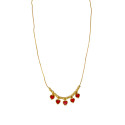Red Crystal Hearts Gold Plated Designer Beads Necklace