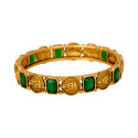Antique Gold Plated Emerald Stone Lakshmi Kasu Bangle