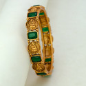 Antique Gold Plated Emerald Stone Lakshmi Kasu Bangle