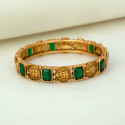 Antique Gold Plated Emerald Stone Lakshmi Kasu Bangle