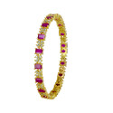 Sparkling Gold Plated Floral CZ Ruby Bangle