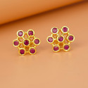 Alluring Gold Plated Floral Ruby Stud Earrings