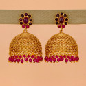 Elegant Kemp Stone Big Matte Jhumka Earrings