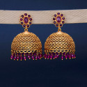 Elegant Kemp Stone Big Matte Jhumka Earrings