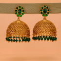Elegant Kemp Stone Big Matte Jhumka Earrings