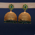 Elegant Kemp Stone Big Matte Jhumka Earrings