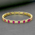 Sparkling Gold Plated Floral CZ Ruby Bangle